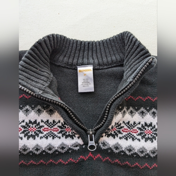 Gymboree Snow Flake Sweater Boys Sz 3 T Black 1/4 Zip Fair Isles Y-2 - Picture 4 of 5